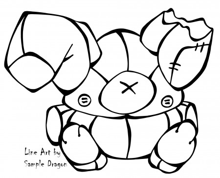 Torn Bunny Plushie Coloring Page Free2Use