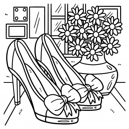 Premium Vector | Wedding shoes coloring page for kids