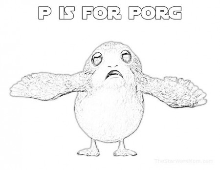 P is for Porg - Star Wars Alphabet Coloring Page | Alphabet coloring pages,  Alphabet coloring, Coloring pages
