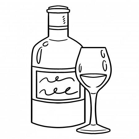 Premium Vector | Glass of wine isolated coloring page for kids