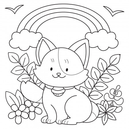 Download Rainbow Cat Coloring Pictures | Wallpapers.com