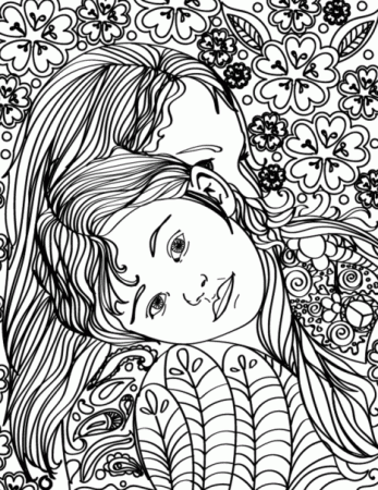 Free Printable Mother Daughter Hugging Adult Coloring Page – Miniature  Masterminds