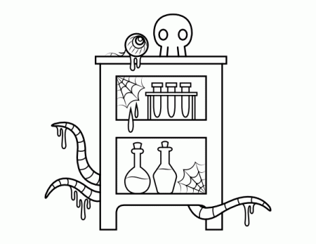 Printable Shelf of Potions Coloring Page