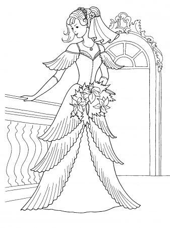 Princess And Her Wedding Dress coloring pages | Wedding coloring pages,  Princess coloring pages, Barbie coloring pages