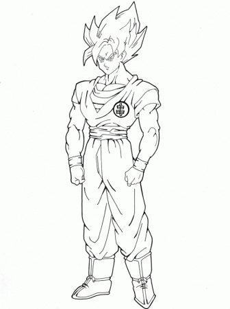 Goku Super Saiyan 2 Drawings Full Body Sketch Coloring Page