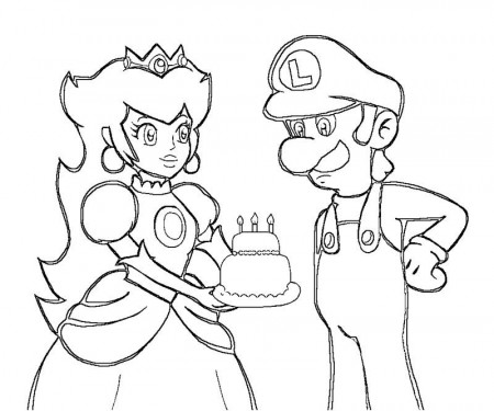 Coloring Pages Luigi And Princess Peach