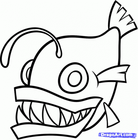 How to Draw an Anglerfish For Kids, Step by Step, Animals For Kids 