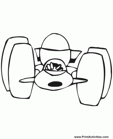 Race Car Coloring Page | Cartoonish Formula One Race Car