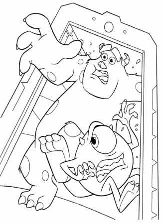 Monster Sulley And Mike Running Coloring Pages - Monster Inc 