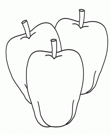 Pictures Three Apples Coloring For Kids - Fruit Coloring Pages 