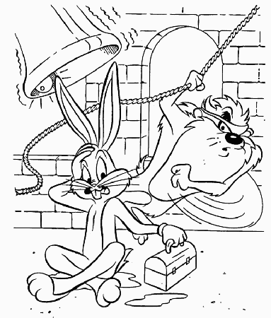 Looney at the well Colouring Pages
