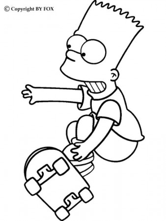 Bart With Skateboard Coloring Page Car Pictures