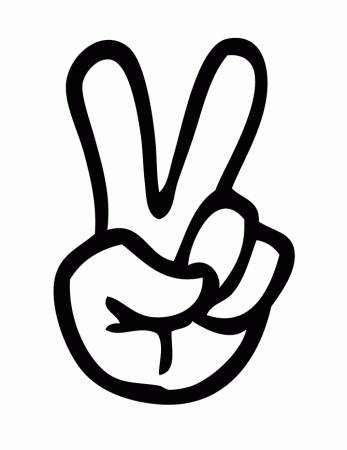 Two Finger Peace Sign Coloring Page 4 | HM Coloring Pages