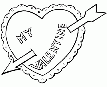 Valentine's Day Hearts Coloring Pages - A big heart with an arrow 