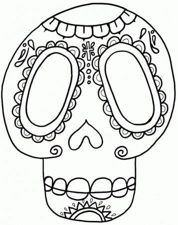 Day Of The Dead Mask With Heart Design Coloring Page