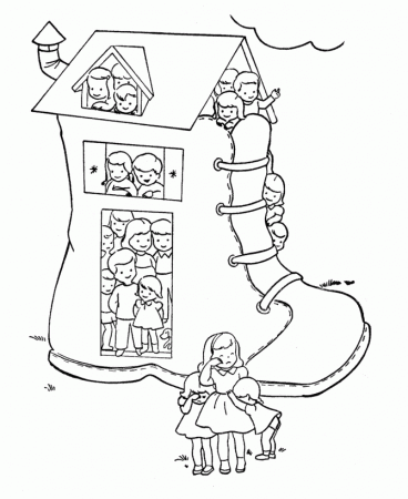 BlueBonkers: Nursery Rhymes Coloring Page Sheets - Old Woman who 