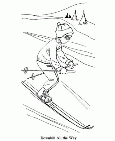 Bluebonkers : Printable Winter Coloring Sheets - Down Hill Skiing
