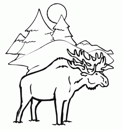 winter animal coloring pages or moose