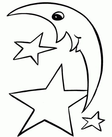 Easy Shapes Coloring Pages Moon ahd Stars Easy Coloring activity 