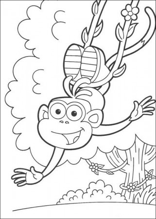 DORA THE EXPLORER coloring pages - Happy Boots the Monkey