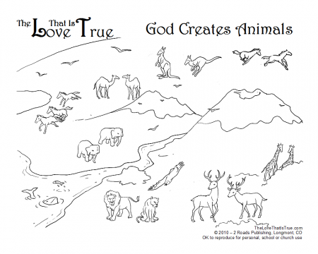 God made animals Coloring Page