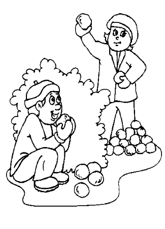 Free Snow Ball Fight Coloring Sheet - Homeschool Helper