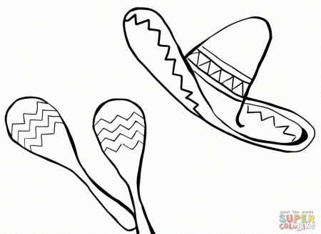 Maracas And Sombrero Coloring Online Super Coloring 295648 