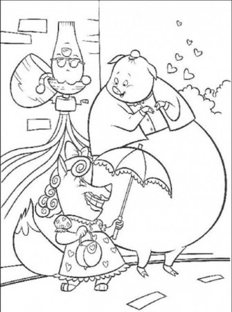 Chicken Little : Pig Falling In Love Coloring Page, Pig Ebbey And 