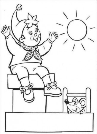 Noddy On Stairs Coloring Page Coloringplus 293023 Noddy Coloring Pages