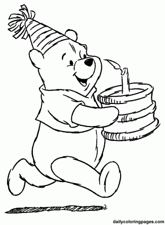 Winnie the Pooh Birthday Coloring Pages