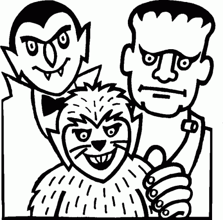 halloween coloring page of monsters | Kids Cute Coloring Pages