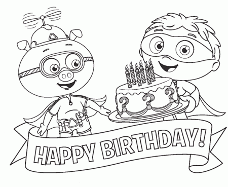 super why happy birthday coloring page