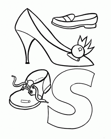Letter S Is For Shoes Coloring For Kids - Activity Coloring Pages 