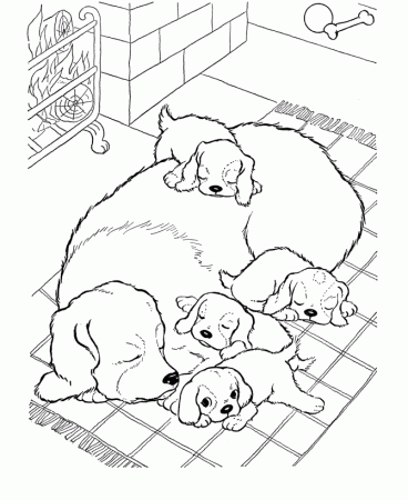 Mommy Cat and Kids Coloring Page | Kids Coloring Page