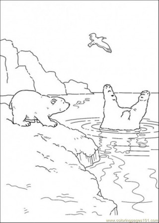 Coloring Pages Polar Bear Is Standing On Ice (Cartoons > Little 