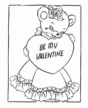 Valentine's Day Hearts Coloring Pages - Be-Mine Bear and Heart 