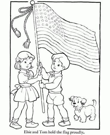 child holding flag Colouring Pages