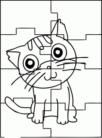 Puzzle The Cute Cat Coloring Pages - Games Coloring Pages 