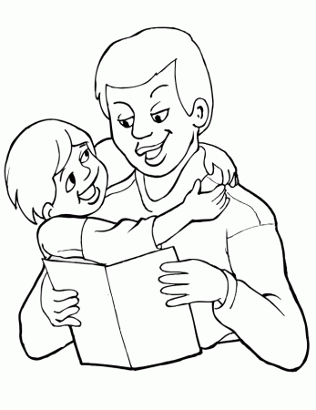 Fathers Day Coloring Page | Boy Giving Father A Card