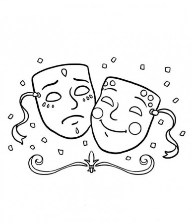 Mardi Gras Mask With Two Cool Coloring Page - Kids Colouring Pages