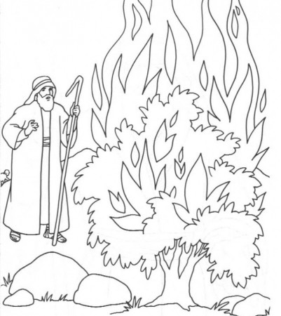 Moses And Burning Bush Coloring Page - HD Printable Coloring Pages