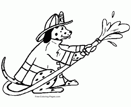 Animal coloring pages - Dog Fireman | Coloring Book Art