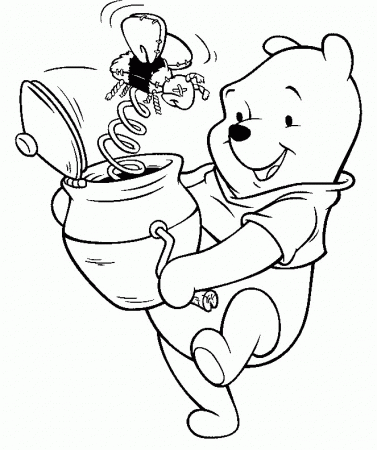 Winnie The Pooh Is Very Fond Of Flowers Coloring Page - Winnie the 