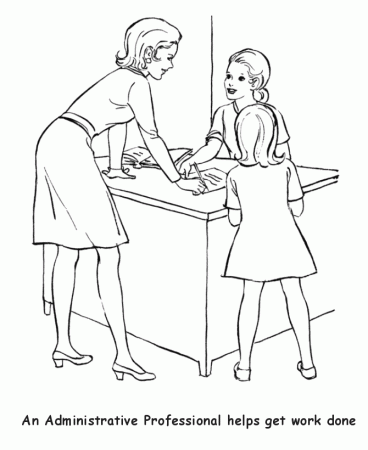 BlueBonkers - Labor Day Coloring Page Sheets - Secretary is a worker