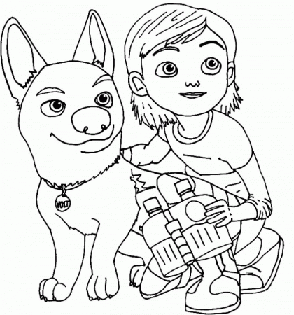 Bolt With His Employer Coloring For Kids - Bolt Coloring Pages 