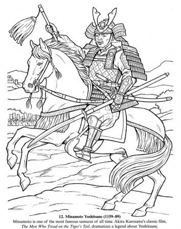 Horse Coloring Page of Samurai and Horse