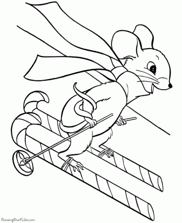 Christmas coloring pages - Candy-cane skis!