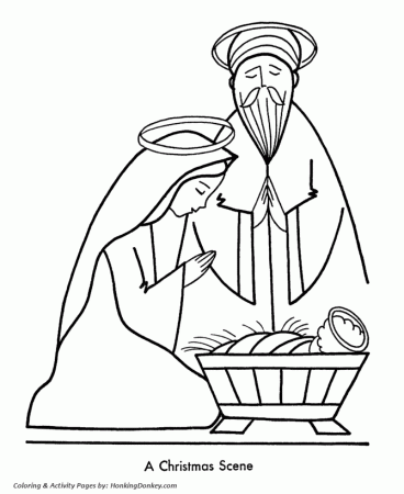 Religious Christmas Bible Coloring Pages - Nativity Scene Coloring ...