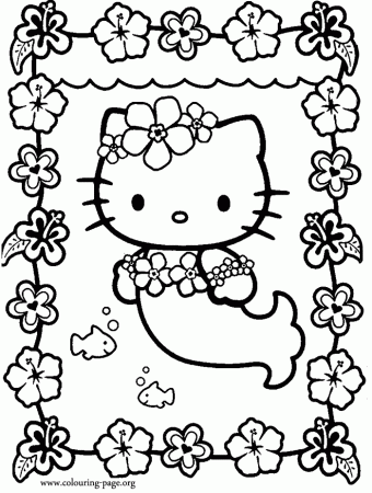 Hello Kitty - Hello Kitty dressed as a mermaid coloring page