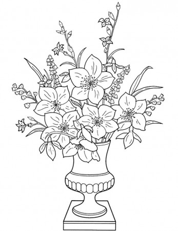 Flowers in a Vase - Coloring Page for Kids - Free Printable Picture